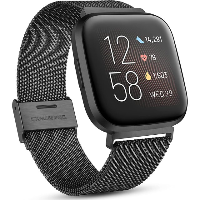 Bandas de metal compatibles con Fitbit Versa/Fitbit Versa 2 para mujeres y hombres, pulseras de malla de acero inoxidable ajustables para Fitbit Versa 2/Versa/Versa Lite SE, oro rosa