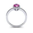 thumbnail image 4 of SuperJeweler 1 Carat Pear Shape Created Pink Sapphire and Halo Diamond Ring In Sterling Silver For Women, 4 of 6