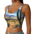 thumbnail image 5 of Sports Bra For Women, Western Desert Cactus Sports Bras For Women High Support, Workout Tank Tops Woman With Removable Cups, 5 of 8