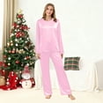 thumbnail image 2 of Family Pjs Matching Sets Christmas Silk Pajamas Long Sleeve Crew Neck Soft Loungewear 2 Piece Matching Fall Pajamas, 2 of 8