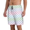 thumbnail image 2 of Logiee Colorful Checkerboard Print Mens Swim Trunks Quick Dry Board Shorts,Breathable Hawaii Beach Shorts Swimwear Bathing Suits-3X-Large, 2 of 6