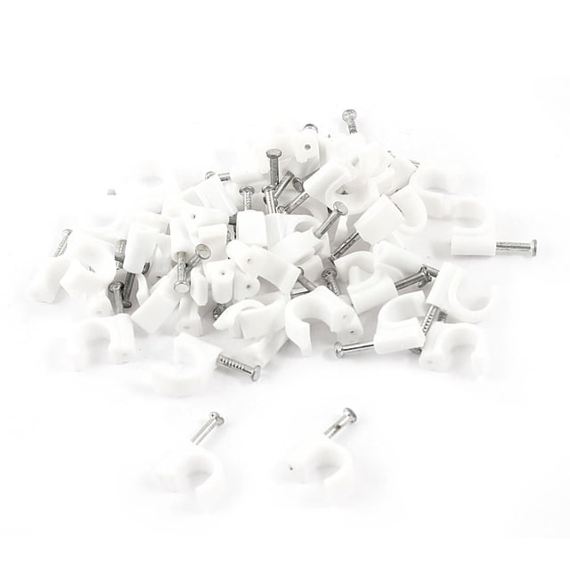 50 Pcs Clips de Câble Circulaires 5/16 Pouces 8mm Attache Murale avec Clou