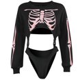 thumbnail image 1 of Women Loose Casual Sweatshirt Print Pullovers Detachable Bottoms Two Pieces Set Black L, 1 of 4