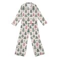 thumbnail image 5 of Smooth Satin Women Nightwear Set Funny Christmas Print Long Sleeve Button Down Shirt and Pants for Daily Wear, 5 of 5