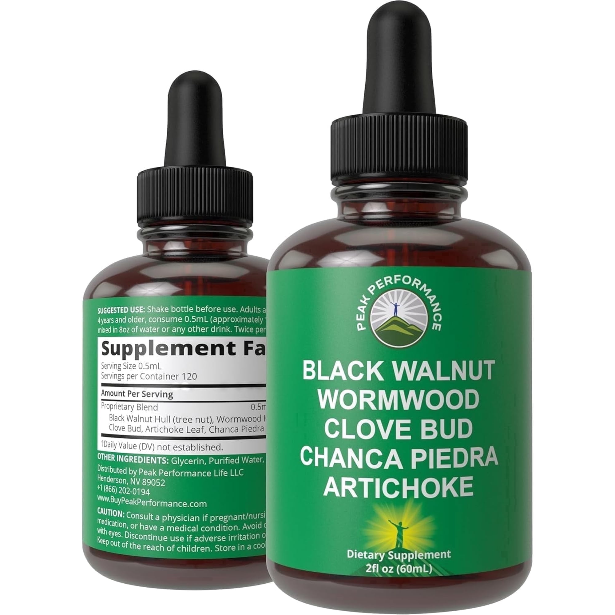 Wormwood Black Walnut Clove Cleanse For Humans. Elimination Detox + Intestinal Support Liquid Tincture Supplements. With Artichoke and Chanca Piedra for Additional Benefits
