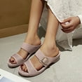 thumbnail image 2 of Hopeusnice Wedges Shoes for Women Soft Non-Slip Breathable Thick-Soled Wedge Heel Women's Wedges Shoes Pu Summer Shoes Open Toe Sandals Trendy Buckle Round Toe Arch Support Shoes Pink 36, 2 of 6