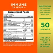 Nature's Bounty Immune 24 Hour Vitamin C, D3 & Zinc for Immune Support, 1000 mg Softgels, 50 Count