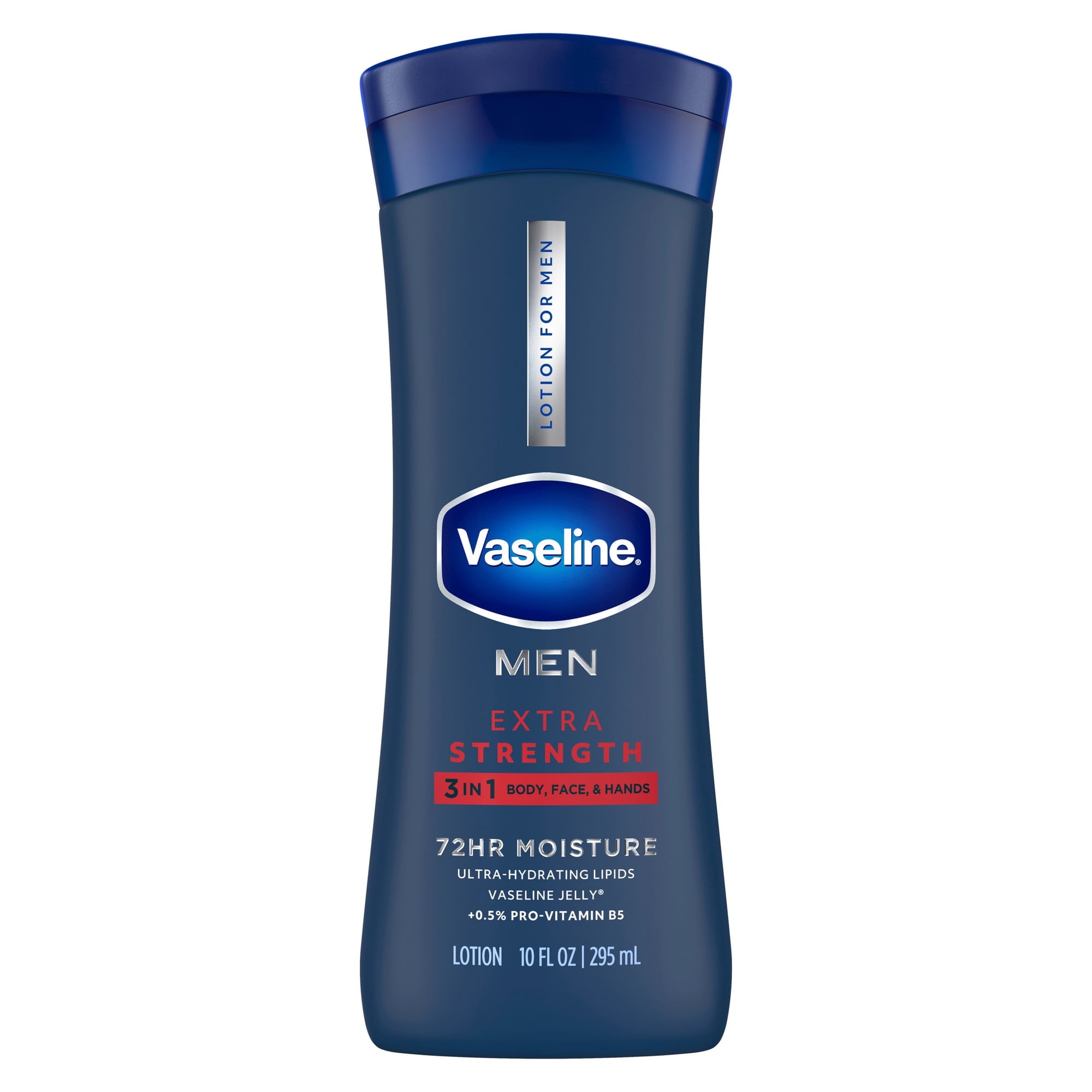 Vaseline Men Extra Strength 3-in-1 Face, Hands & Body Lotion for Men For Dry Skin with Ultra-Hydrating Lipids, 10 fl oz
