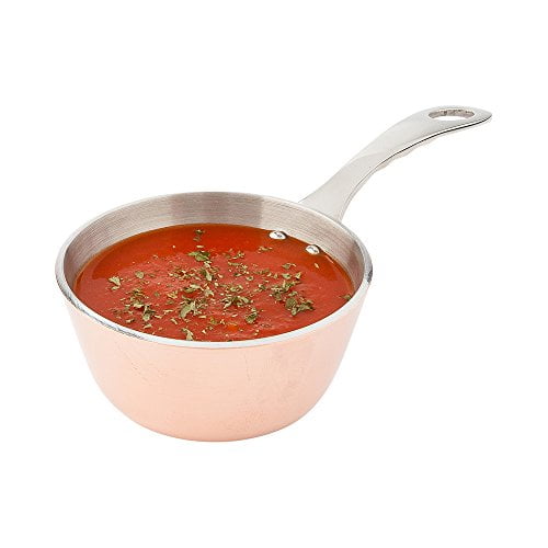 Mini Sauce Pan, Small Stainless Steel Sauce Pan - Copper Plated - 3.3" - Non Stick - 1ct Box - Restaurantware