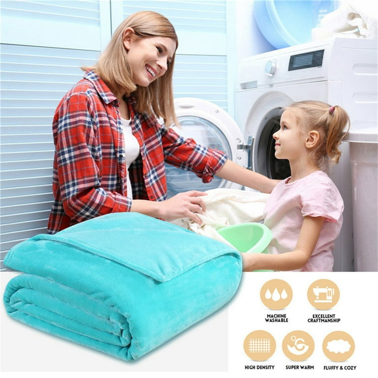 Throw Blanket for Sofa Bed Lake Blue Fleece Blanket Twin Size Luxury Double Side Fuzzy Blanket 240GSM Warm Blanket 60x80 inches