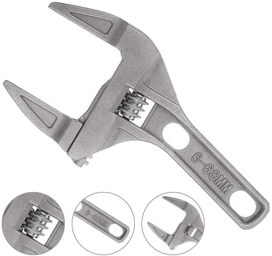 Adjustable Large Spanner Wrench 6-68mm Opening Bathroom Nut Key Hand Tool DIY 