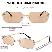 FEISEDY Retro Small Narrow Rimless Sunglasses Clear Eyewear Vintage Rectangle Sunglasses for Women Men B2643