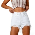thumbnail image 2 of PBFRDSJ Women's Ripped Frayed Hem Jean Shorts Streetwear Casual Distressed Denim Shorts High Waisted Stretchy Jorts, 2 of 9