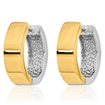 thumbnail image 3 of 14K Solid Two Tone Gold Round Huggie Small Hoop Earrings, 3 of 10