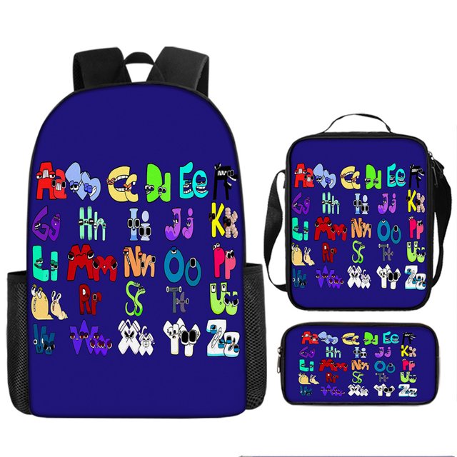 Numberblocks Backpack Numberblocks Student Schoolbag Cartoon Backpack Shoulder Bag Pencil Case Three-Piece Set
