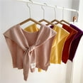 thumbnail image 4 of Xfvqtps Womens Fake Collar Knitting Detachable Solid Color Bow Shoulder Decoration Mini Cape Elegant Lightweight Breathable Soft Shawls Pink, 4 of 4