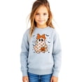 thumbnail image 3 of Girly Ghost & Orange Bow Fall Sweatshirt for Kids Cute Halloween Graphic Pullover Gray Sweatshirt Youth Small, 3 of 5