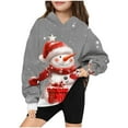 thumbnail image 2 of TFEOQRY Children Christmas Sweatshirts for Girls and Boys Sweatshirt Cute Cartoon Christmas Snowman Printed Hoodies Long Sleeved Hooded Sweatshirts Gray, 2 of 3