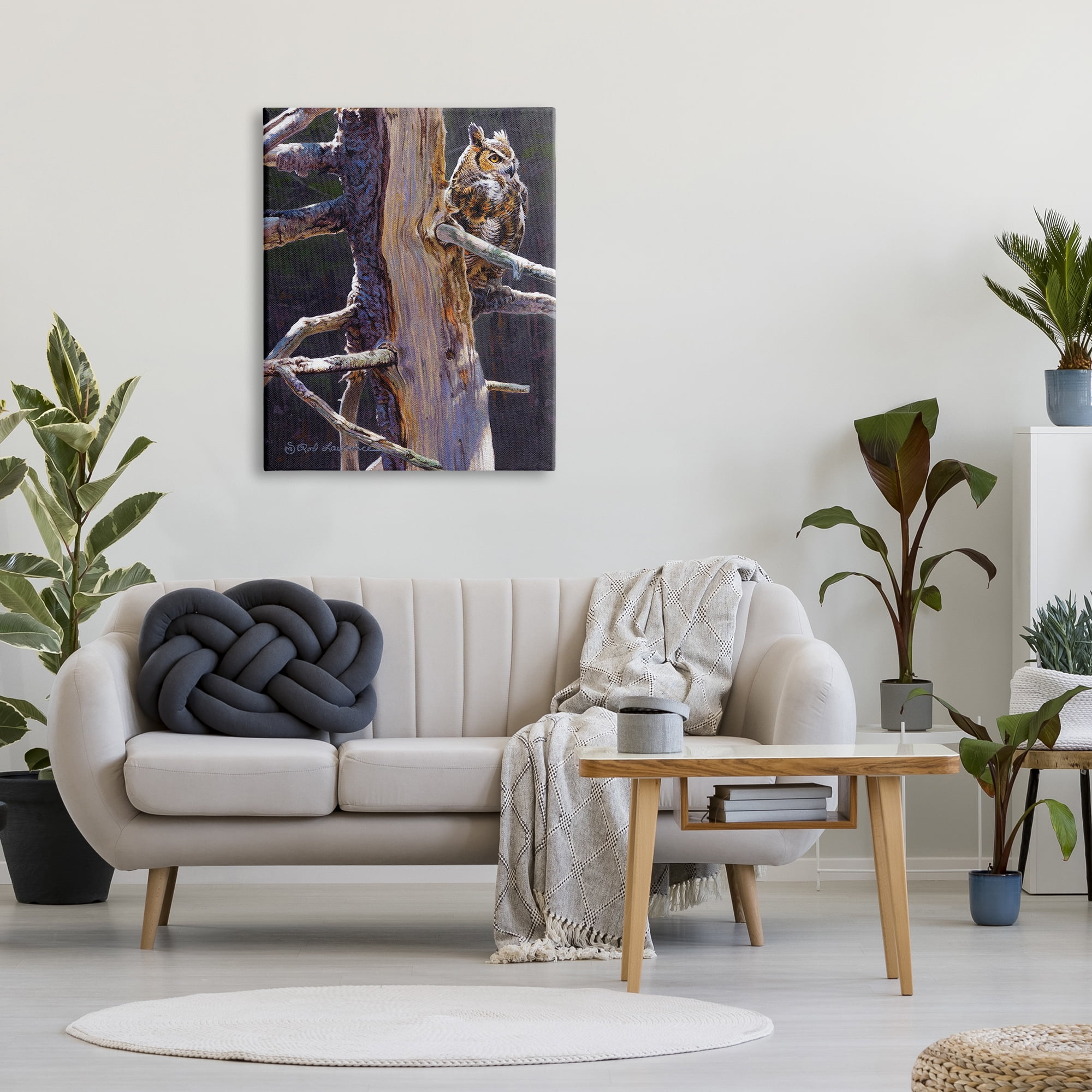 Stupell Industries Owl in Rustic Tree Animals & Insects Painting Gallery Wrapped Canvas Art Print Wall Art, 30 x 40