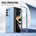 thumbnail image 3 of ELEHOLD For Samsung Galaxy Z Fold 7 Rugged Full Body Case,Premium Lychee Texture PU Leather Cover with Built-in Front Screen Protector Metal Foldable Kickstand Shockproof Phone Case , Blue, 3 of 7