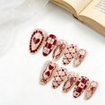 thumbnail image 2 of Presiona uñas GJJBQTT de San Valentín con forma de corazón rojo, 30 unidades con lazo, 2 of 7