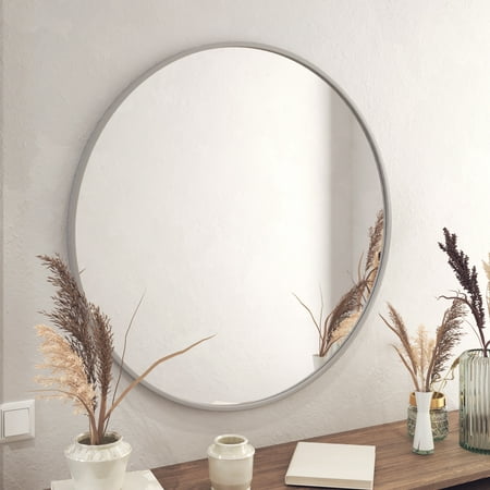 HBCY Creations Silver Circle Wall Mirror 36 Inch Round Wall Mirror for Entryways  Washrooms  Living Rooms and More (Silver  36 )