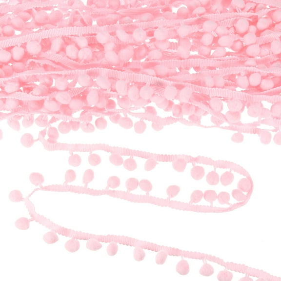 Uxcell Pom Pom Ball Fringe Trim, 10 Yards 11mm Mini Pom Pom Trim Ribbon for Home Decoration/DIY Crafts, Light Pink