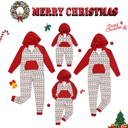 

Christmas Family Matching Pajamas Hooded Romper Onesies Zipper Jumpsuit Xmas Holiday Sleepwear Loungewear Pjs