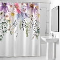 thumbnail image 2 of Spring Wildflowers Shower Curtain, Summer Pink Purple Floral Green Leaves Waterproof Shower Curtain Set with 12 Hooks Lightweight Bath Curtains Fabric Bathroom Decor 72x72 Inches, 2 of 9