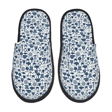 Balery Seaside Primary Color Slient Indoor Furry Fleece Comfort House Shoes Soft Non-Slip Home Shoes Cotton slippers House Slippers-- Medium