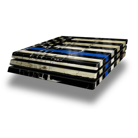 WraptorSkinz PS4 Pro Skin Wrap Painted Faded Cracked Blue Line Stripe USA American Flag - Decal Style Skin fits Sony PlayStation 4 Pro Console