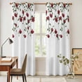 thumbnail image 4 of Red Roses Kitchen Curtains 84 Inch Length, Spring Floral Summer Botanical Weeping Grommet Top Bedroom Living Room Curtains, Light Filtering Cafe Curtain Drapes 2 Panels Set 84''x84'', 4 of 9