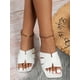 thumbnail image 2 of Women Embossed Cut Out Flat Sandals, Elegant Black Slide Sandals, 2 of 4