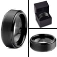 thumbnail image 4 of Tungsten I Love You 3000 Quote Engraved Band Ring 8mm Men Women Comfort Fit Black Step Bevel Edge Brushed Polished, 4 of 4
