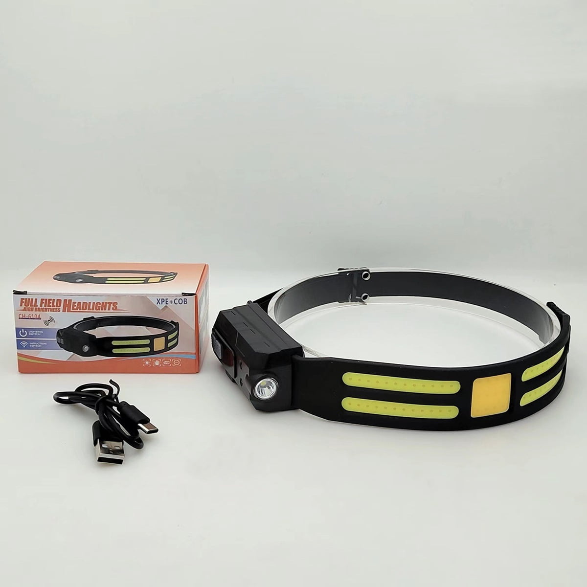LED Headlamp Rechargeable, 230° Wide Beam Head Lamp, 10Mode Headlamps for Kids Adults, Headlamp Flashlight with Red Light and Motion Sensor, Head Lights for Forehead Running Camping