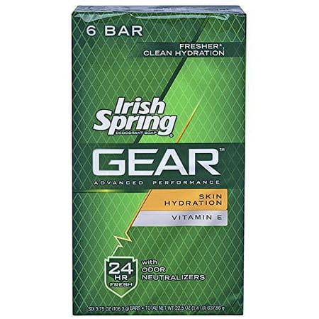Colgate Palmolive Irish Spring Gear Deodorant Soap, 6 ea