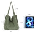 thumbnail image 3 of ALUWU - Bolso de mano de pana para mujer, bolso de mano de lona con hombro, 002-verde claro, L, 3 of 5