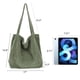 thumbnail image 3 of ALUWU - Bolso de mano de pana para mujer, bolso de mano de lona con hombro, 002-verde claro, L, 3 of 5