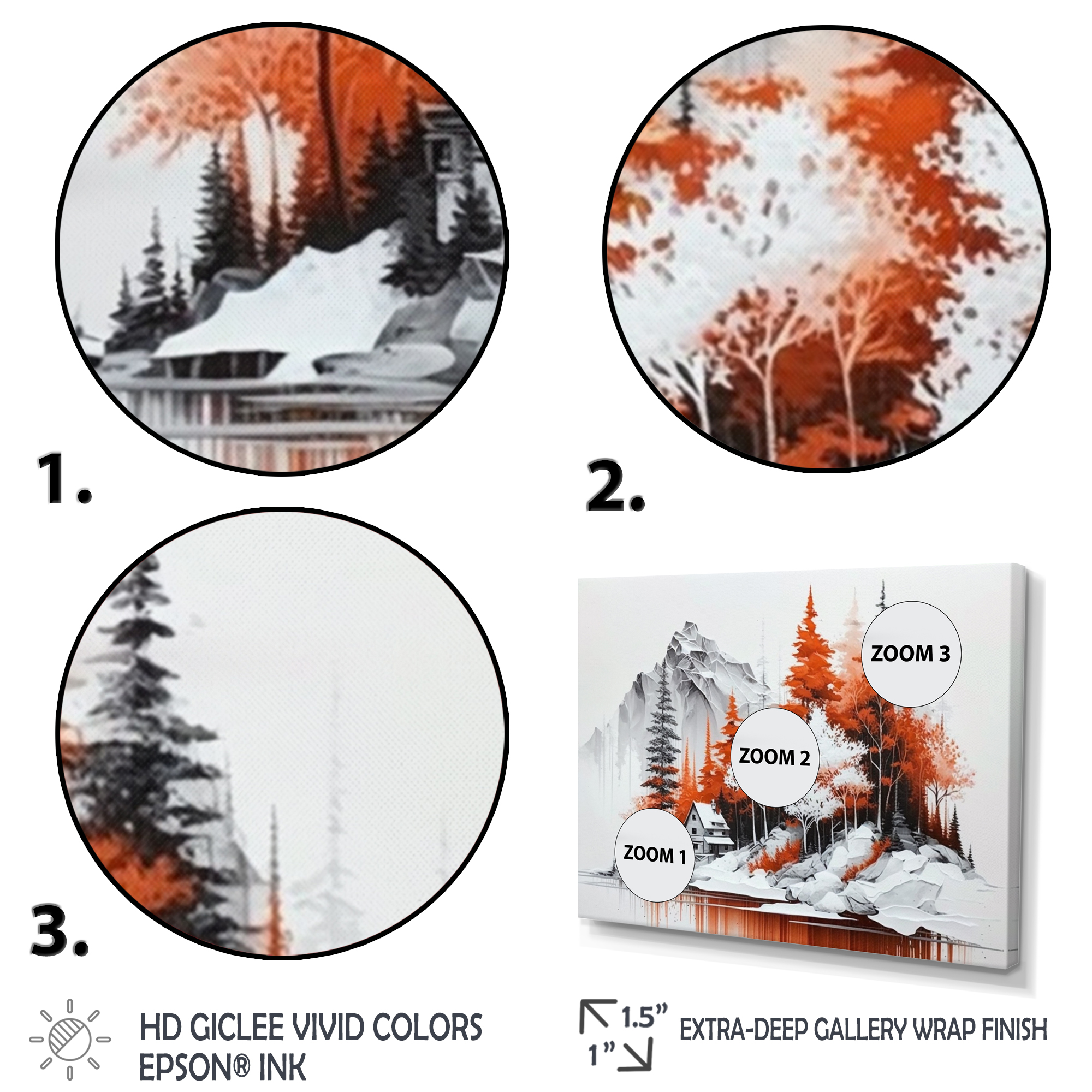 Designart Monochrome Orange Cottage In Winter XII Canvas Wall Art