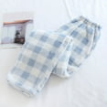 thumbnail image 6 of Inglocry Pajama Pants Women Fuzzy Flannel Plaid Pants Warm Wide Leg Lounge Fleece Pj Pant with Pockets Pajama Bottoms Light Blue M, 6 of 10