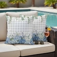 thumbnail image 2 of 2 Pack Outdoor Waterproof Throw Pillow Covers,Farmhouse Blue Hydrangeas Flower Leaves Decorative Patio Pillowcases for Chair Couch Sofa 16x16in, 2 of 9