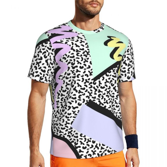Eighties Memphis Pattern T-Shirt Man 80s Retro Designs Running T Shirts Quick-drying Summ