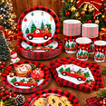 thumbnail image 6 of Krocisen Christmas Paper Plates and Cups Set for 25 Guests, 9 Inch & 7 Inch Dinner Plates, Napkins and Cups, Holiday Tableware Kit for Xmas Party, Dinner & Family Gathering, 6 of 6