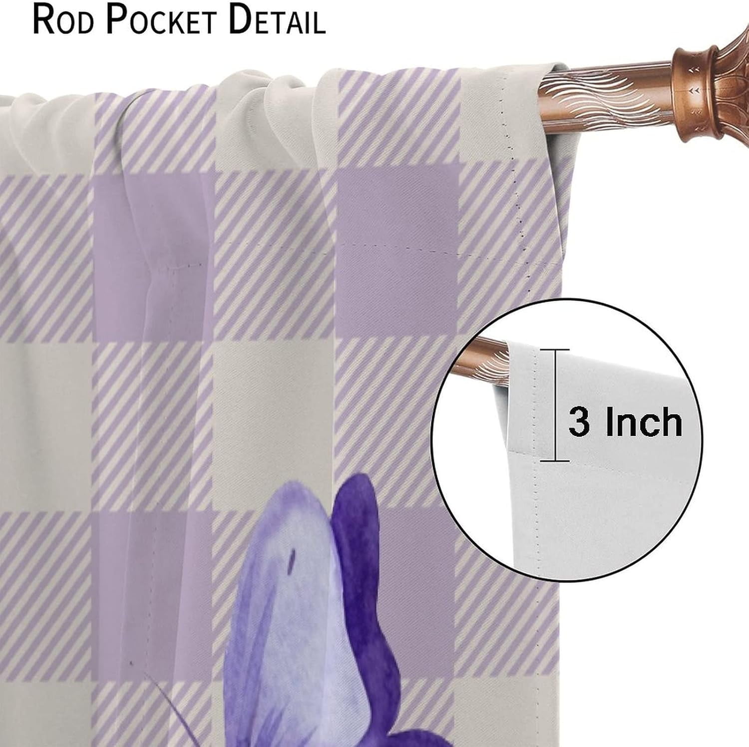 Lavender Floral Curtains, Lavender Flower Purple Window Treatments for Living Room Girls Woman Room Decor, Luxurious Elegant Purple Drapes 2 Panels, 42x63 Inch
