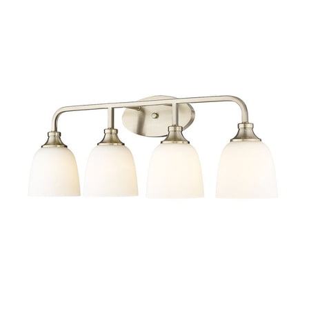 Open Box Millennium Lighting Alberta Vanity Light with Frosted Glass Shades 4 Light - Modern Gold