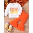 thumbnail image 2 of GXFC Kids Girls Halloween Outfits Clothes 6M 1T 2T 3T 4T Toddler Girls Long Sleeve Letter Print Sweatshirt+Flare Pants 2Pcs Halloween-themed Clothing for Children Girls, 2 of 9