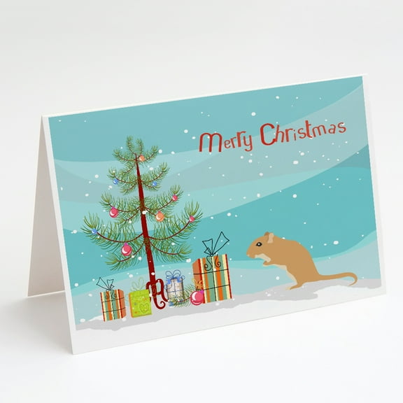 Gerbil Mouse Merry Christmas Greeting Cards and Envelopes Pack of 8