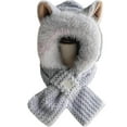 thumbnail image 5 of Prolriy Winter Hats for Women Cute Ears 2 in 1 Hat and Scarf Ear Scarf Hat Beanie Hat Scarf Combo Hood Combines A Hat for Women, Womens Hats Grey, 5 of 5