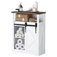 thumbnail image 2 of QinaQin Gabinete de piso para baño, mueble de madera pequeño con puerta tipo granero, 3 cajones y repisa abierta para baño, cocina o sala, 2 of 7