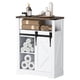 thumbnail image 2 of QinaQin Gabinete de piso para baño, mueble de madera pequeño con puerta tipo granero, 3 cajones y repisa abierta para baño, cocina o sala, 2 of 7